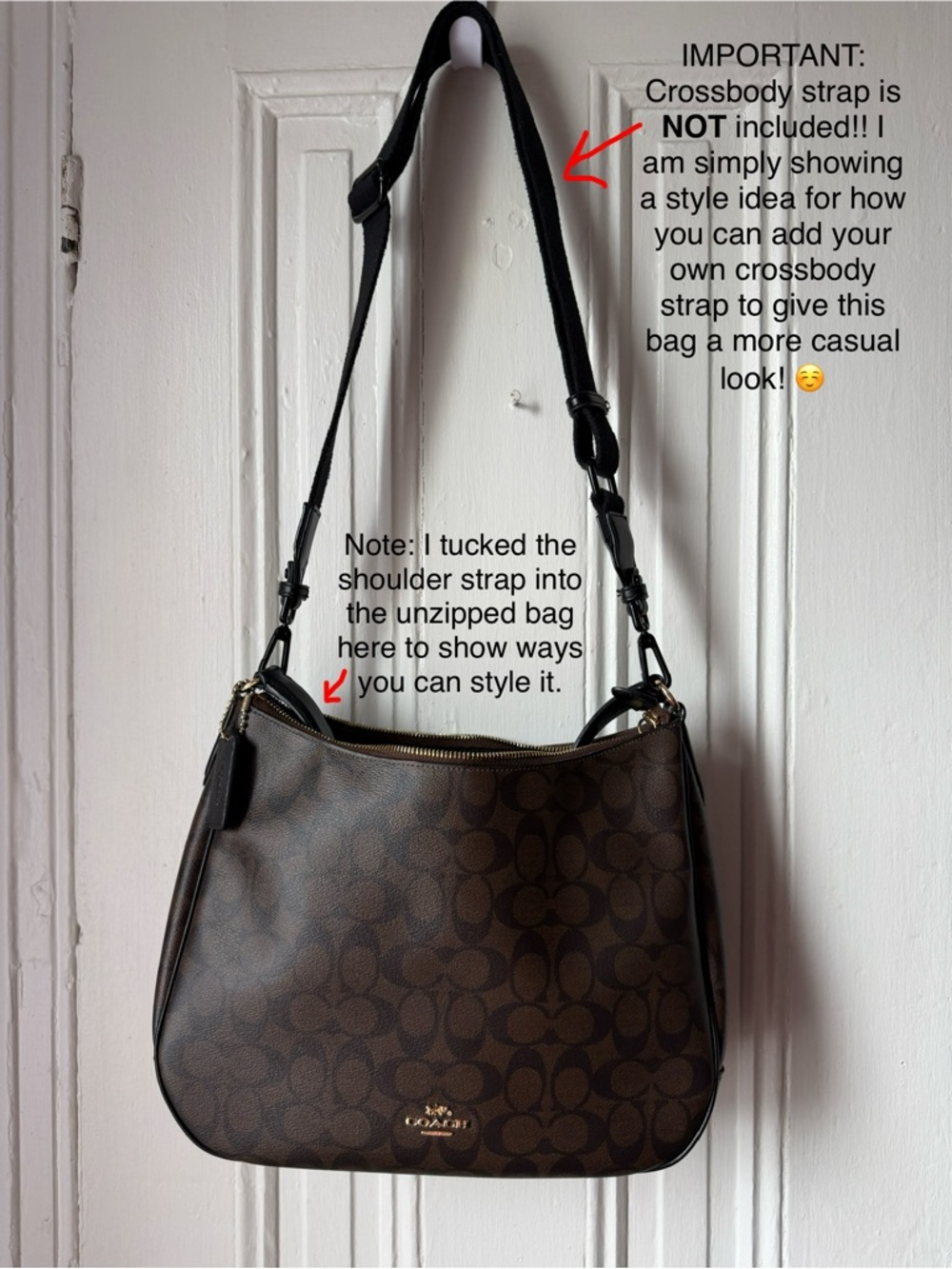 Coach Brown/Black Signature Canvas Hobo Shoulder Bag - Picture 11 of 15